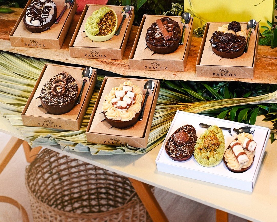 Ovos de colher da confeitaria da Padaria Santo Ângelo em caixas kraft