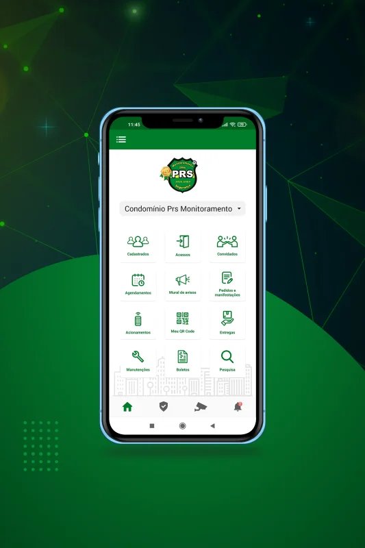 Aplicativo Condomínio PRS aberto na tela de um celular