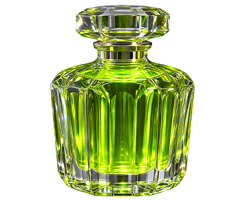 A fluted bottle of acid chartreuse pigment